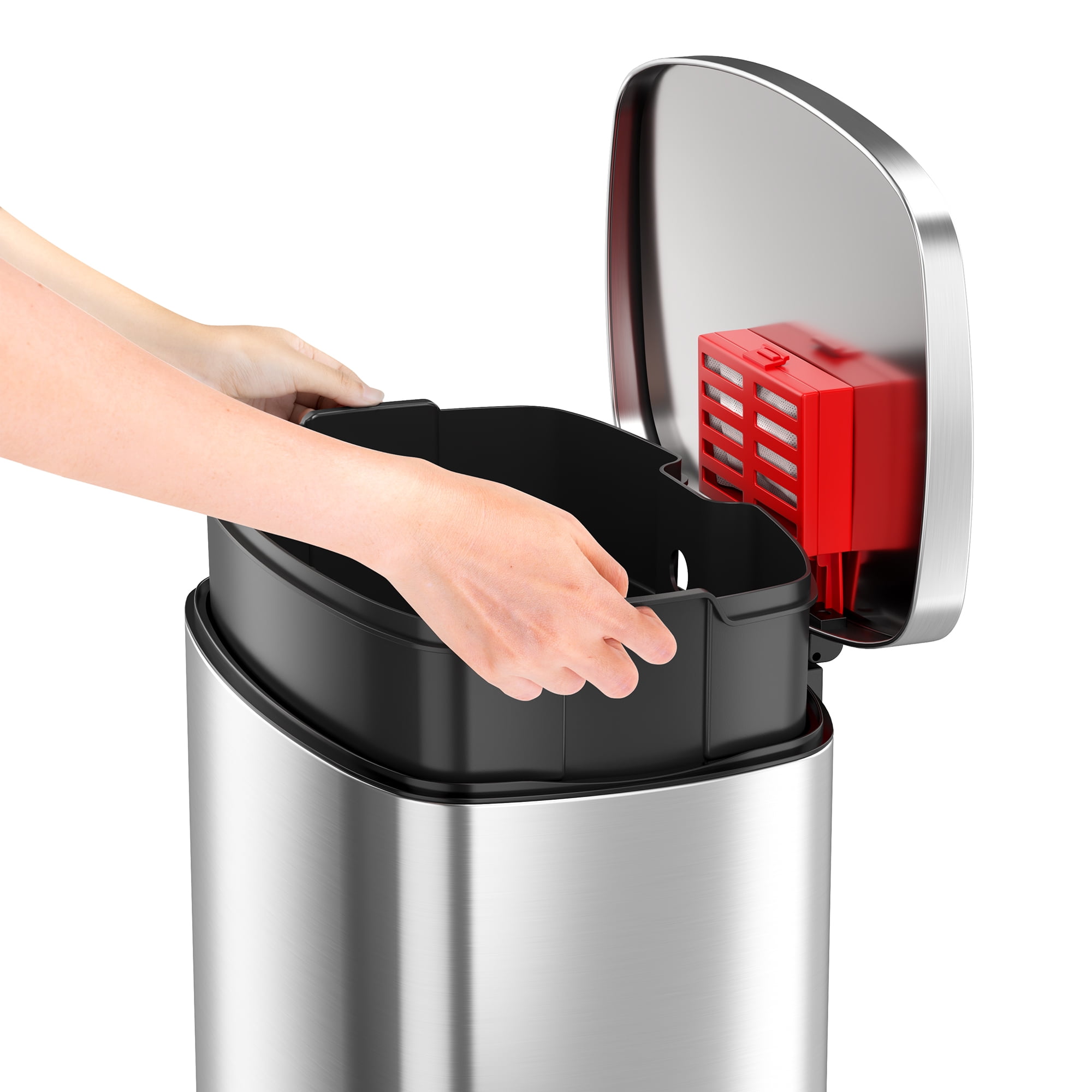 iTouchless SoftStep Stainless Steel Indoor Step Trash Can with Lid 13.2 Gallon Silver (PC13RSS)