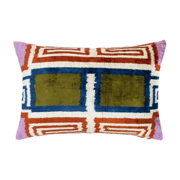 Soho Silk Velvet Ikat Pillow, 16" X 24"