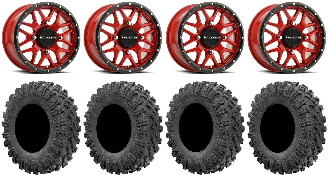 Raceline Krank 14 Wheels Red 38mm 32 Motoravage Tires Can Am Maverick X3 Honda Pioneer 1000 Talon Walmart Com