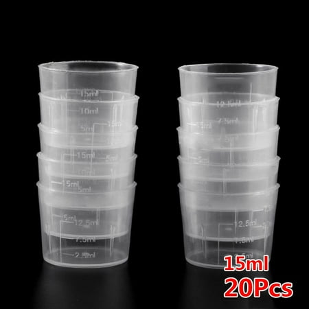 

20pcs 15/30/50ml Transparent Plastics Measure Cups Dual Scales Cup Container