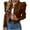 Brown, variant on ShiShine Women's Business Casual Blazers Long Puff Sleeve Open Front Work Office Cropped Blazer Suit Jacket