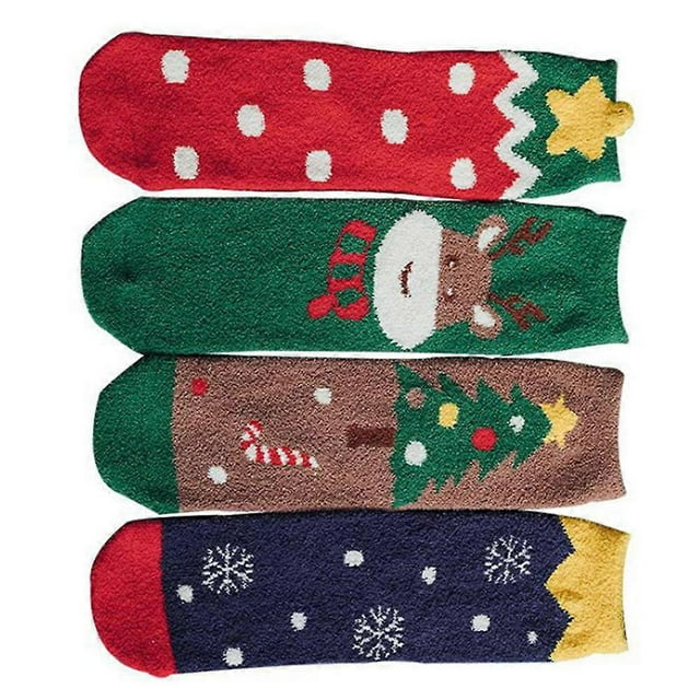 Christmas Stockings Thickened Warm Stockings for Wearing 4Pairs