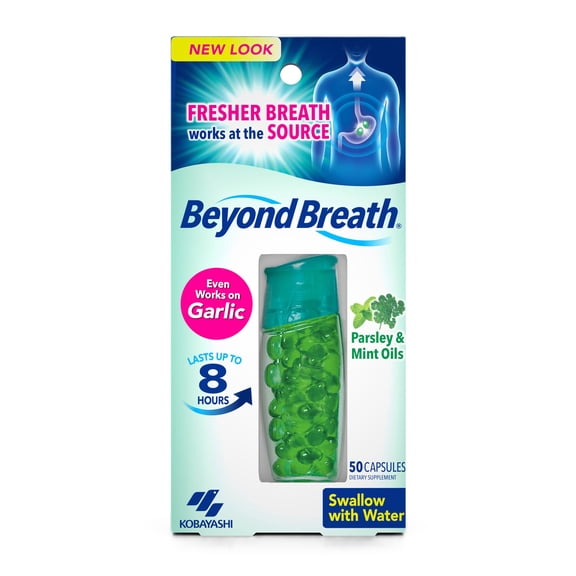 Beyond Breath Breath Freshening Capsules, Fresher Breath From Inside-Out, Lasts Up To 8 Hours, Parsley & Mint Oils, 50 Capsules