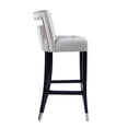 thumbnail image 4 of Counter Height Bar Stools Set of 2, Velvet Dining Chairs with Wood Legs and Nailhead Trim Back, Upholstered Kitchen Island Stools with Footrest for Dining Room Kitchen Bar, Cream, 4 of 7