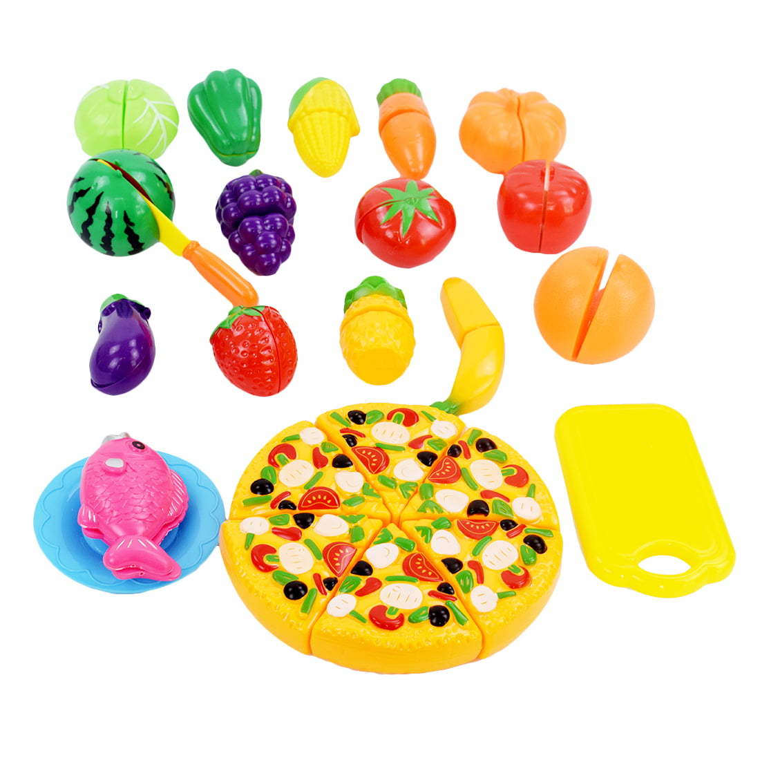 US 24PCS Preschool Pretend Play Toys Cutting Fruits Vegetables Kitchen Food Set