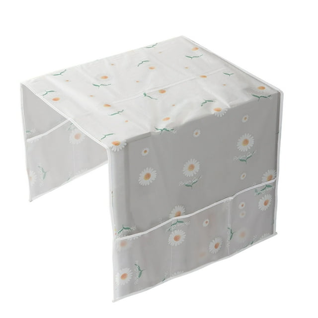 Washing Machine Cover 100% Cotton Linen Appliance Protector with Side Storage Pockets for Refrigerator Dryer Microwave Oven