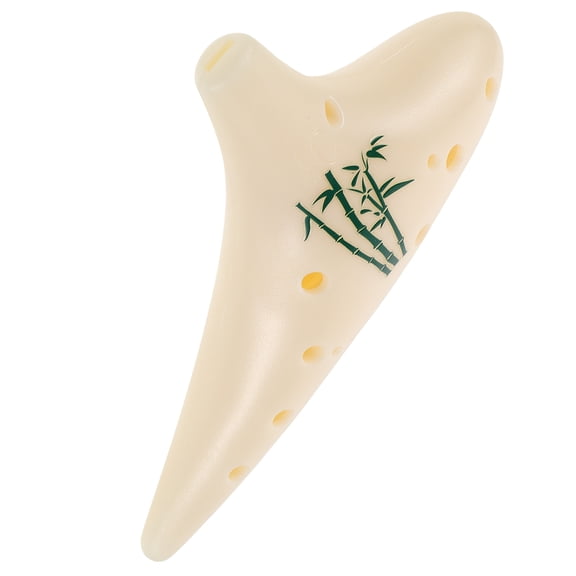 LOLIPPYY Beige Resin Ocarina Flute 12 Hole Alto Wind Instrument for Beginners with Professional Design and Portable Use
