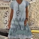 thumbnail image 2 of Vestidos estampados de manga corta con cuello en V casuales de verano para mujer Fridja  bnh2650, 2 of 8
