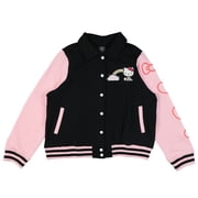 Sanrio Hello Kitty Varsity Jacket Women's Embroidered Rainbow Patch Button Up