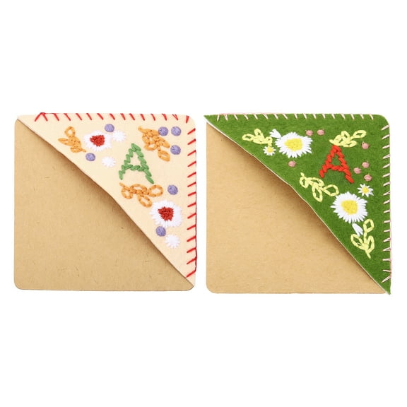 2pcs Corner Bookmark, Letter Book Mark Personalized Embroidered Bookmark for Reading Women Book Lovers, D