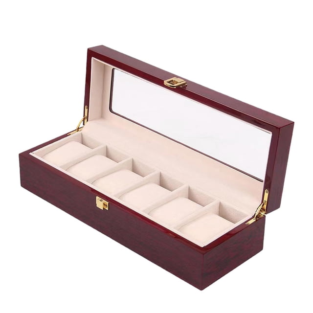 Caja Organizadora De Relojes Sunnimix Madera Premium 6 Ranuras