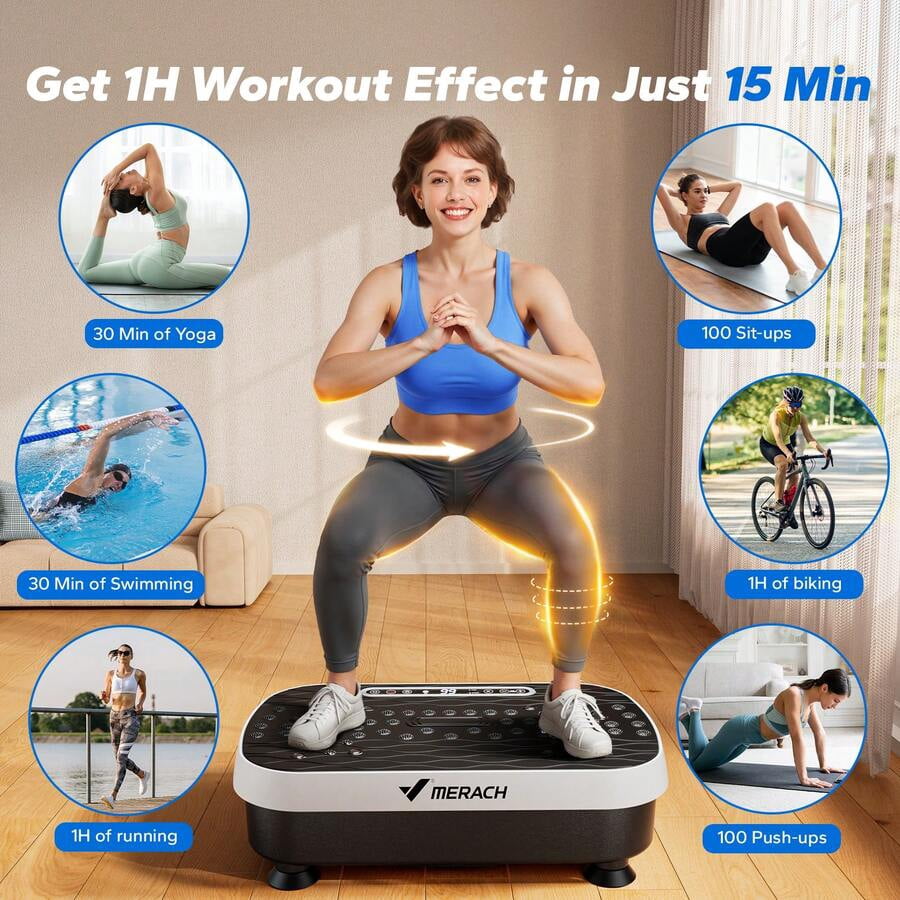 Vibration Plate Exercise Machine For Weight Loss, Dual Massage, 99 Adjustable Speeds, Full Whole Body Workout Vibration Platform, Waver Vibration Plate For Home Fitness
