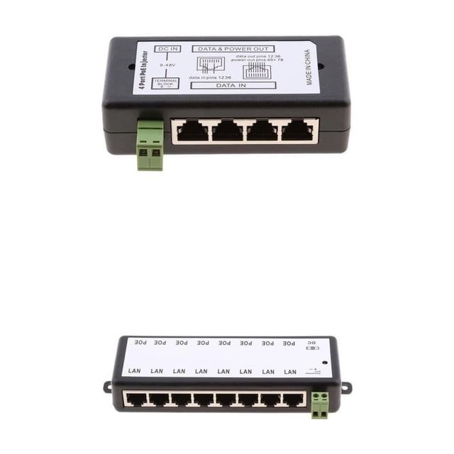 Módulo de Inyector de Interruptor POE Estable de 2 Piezas 12- 4 Puertos POE + 8 Puertos POE