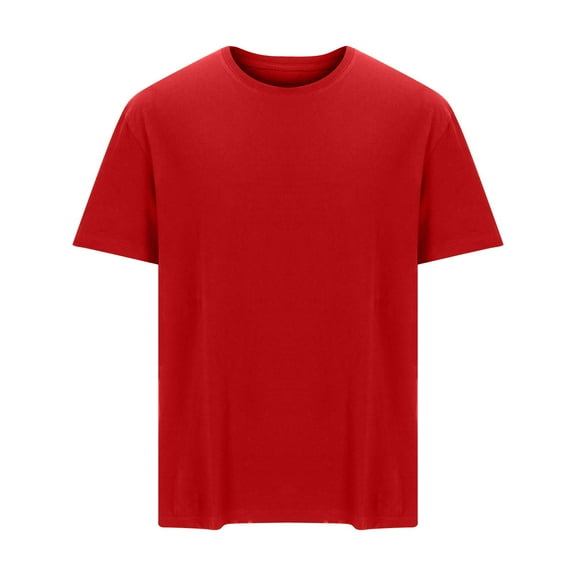 hlysgo Mens Cotton T Shirts Big and Tall Solid Color Basic Tee Casual Short Sleeve Crew Neck T Shirt Lightweight Soft Daily Wear Going Out Top Red XXXXL