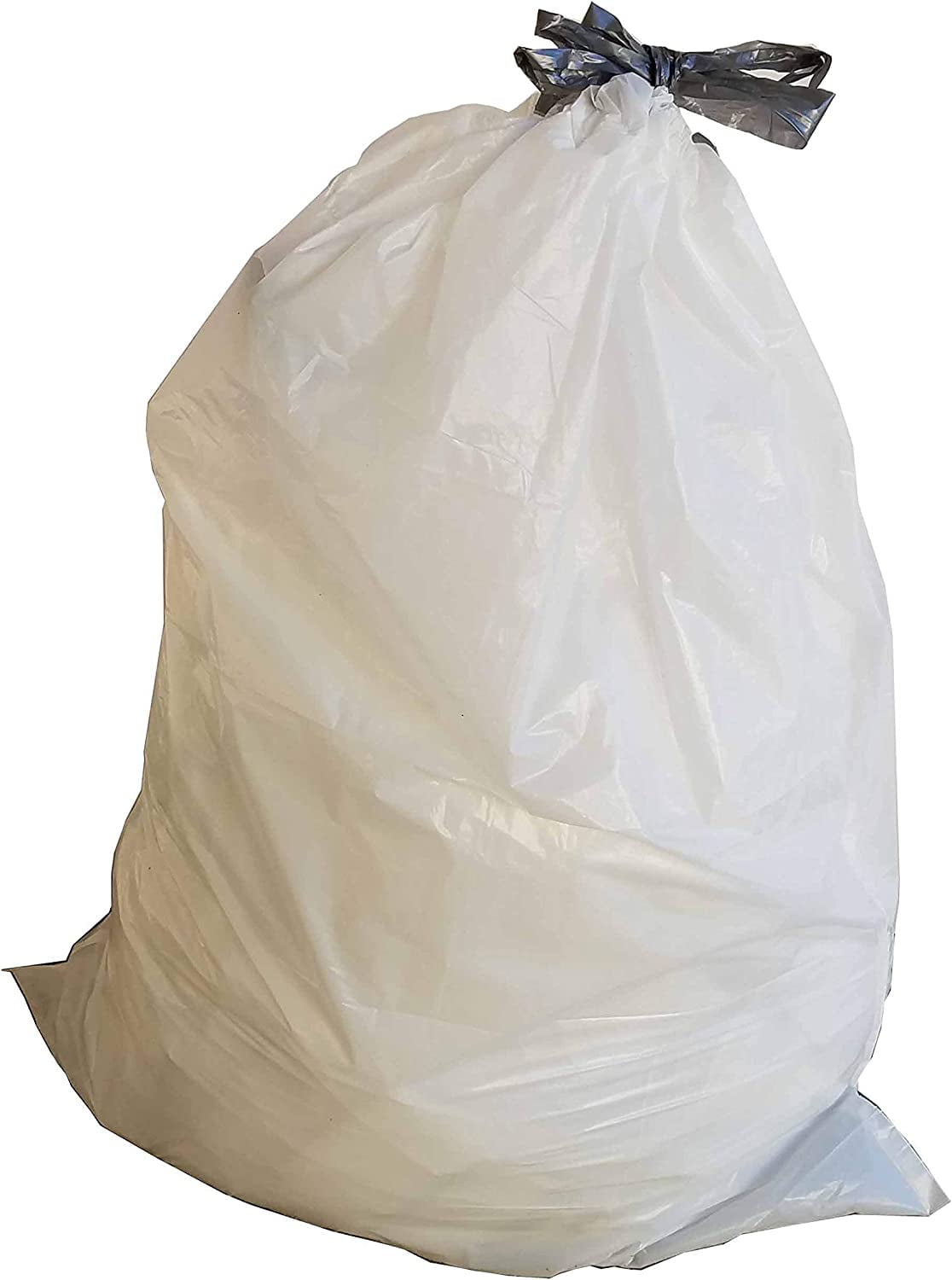 PlasticMill 4 Gallon, White, Drawstring, 0.7 MIL, 17x16, 100 Bags/Case, Garbage Bags / Trash Can Liners.