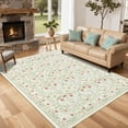 thumbnail image 2 of Washable Area Rug 5x7ft – Vintage Boho Floral Carpet, Non-Slip, Low Pile, Soft, Mark Resistant, Non-Shedding, Farmhouse Accent for Living Room, Bedroom, Dining Room – Beige, USA, 2 of 8
