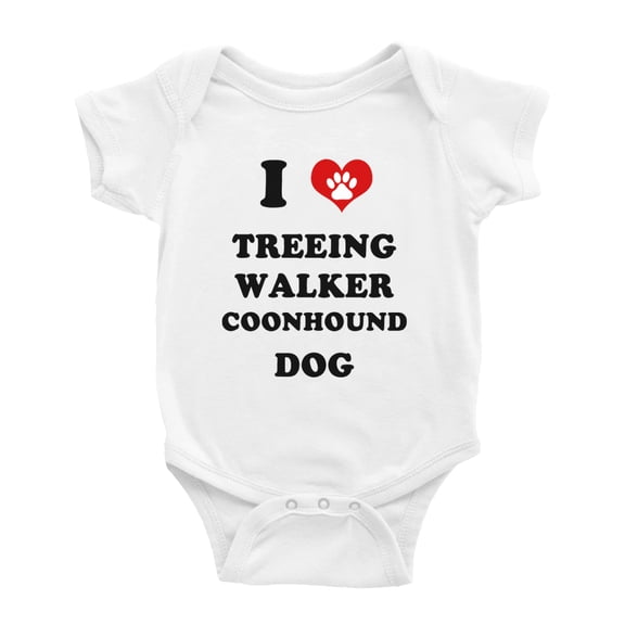 I Heart Treeing Walker Coonhound Dog Funny Cute Baby Clothes Unisex (White, 12-18 Months)