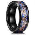 thumbnail image 2 of Fashion 8mm Unique Pattern Men Black Titanium Stainless Steel Ring Inlay Blue Carbon Fiber Stainless Steel Wedding Rings For Men Silver Color 13, 2 of 6