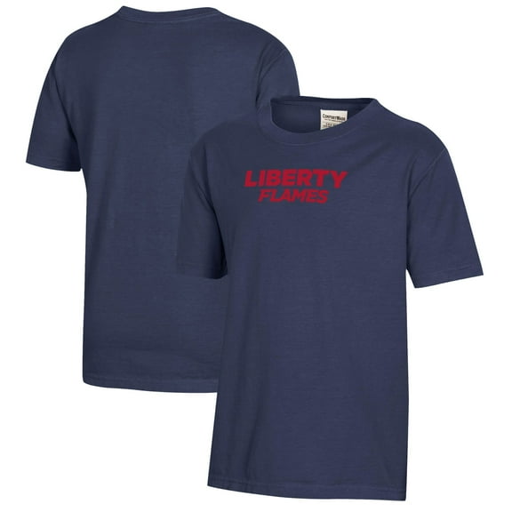 Youth  Heather Navy Liberty Flames Logo Comfort Wash T-Shirt