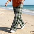thumbnail image 5 of Maplenight Plaid Wide Leg Pants for Women Elastic Waist Long Trousers with Pockets Loose Casual Lounge Pants, 5 of 5