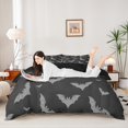 thumbnail image 2 of Homewish Dark Gothic Halloween Duvet Cover Queen,Gray Bat Silhouette Print Queen Bedding,Black Gray,Black Reversible,3pcs,1 Duvet Cover and 2 Pillowcases, 2 of 5