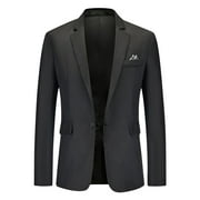 Savings Clearance 2024! Funicet Men's Casual One Button Suit Blazer Jacket Sport Coat Black XL
