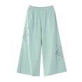 thumbnail image 3 of SIYUDAN Womens Pants Woman Pants Casual Green Adult Pants For Women Lounge Pants Wide Leg Elastic Waist Pants For Women With Pockets Womens Summer Outfits, 3 of 3