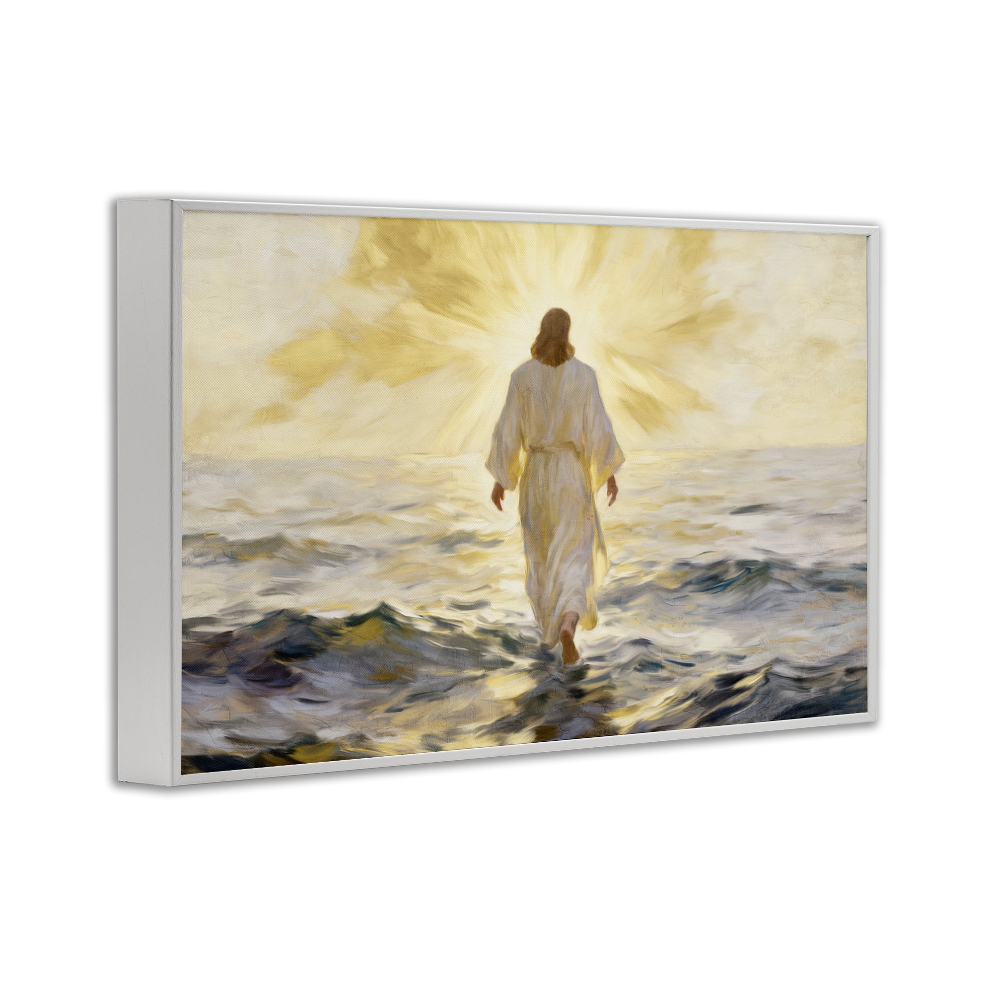 Stupell Industries Golden Walk Spiritual Figure White Framed Giclee Art, design by Kim Allen