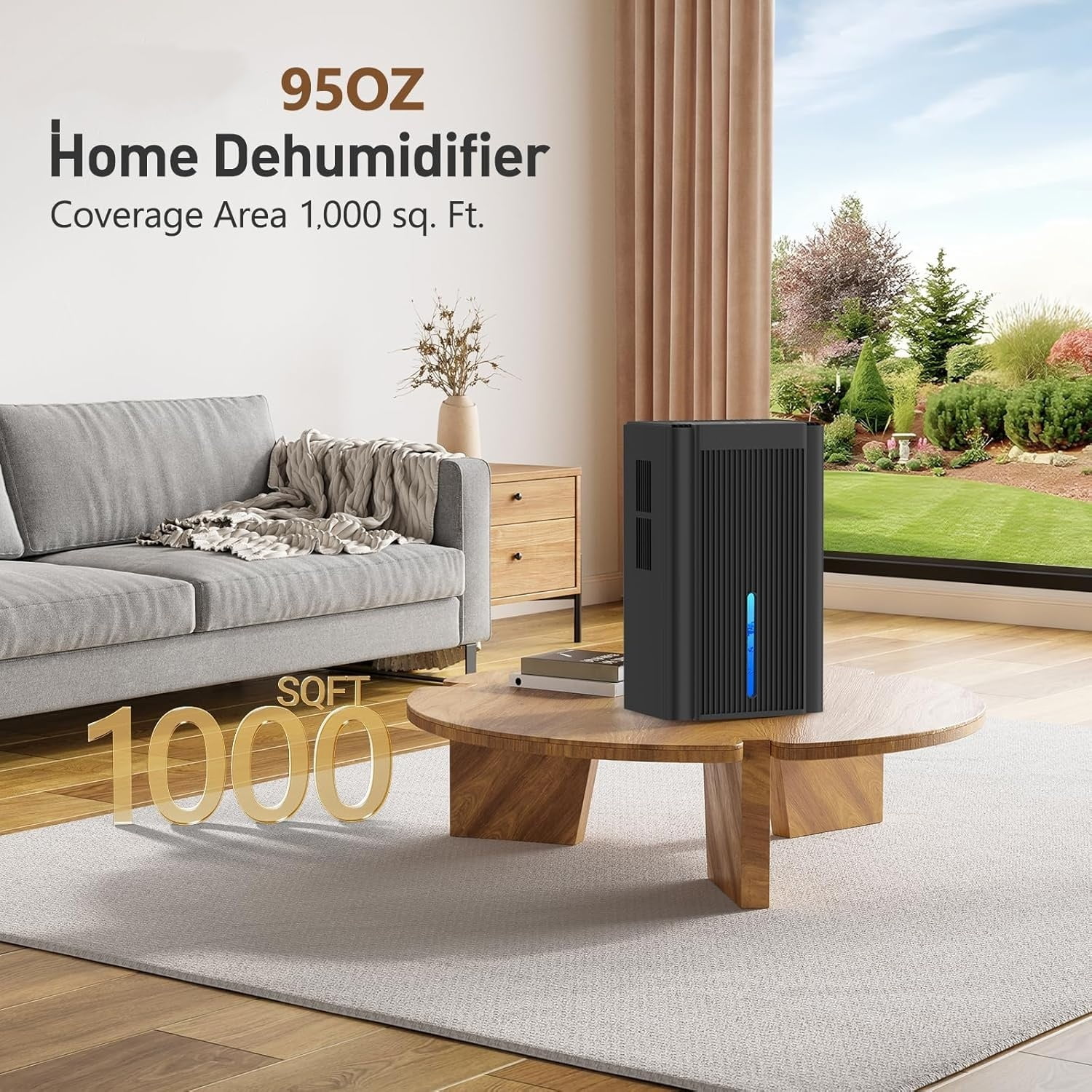 Dehumidifier,95OZ Dehumidifier for Home 1000 Sq.Ft - Quiet with Auto Shut Off & Relaxing 7 Color Ambient Light,Ideal for Livingroom, Bedroom, Basement(Black)