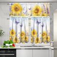 thumbnail image 2 of Mloabuc Lavender and Sunflower Kitchen Curtains 3 Piece Farmhouse Kitchen Cafe Curtain and Valances Set Short Tier Curtain,54"x36", 2 of 4