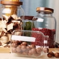 thumbnail image 4 of Tarro de vidrio con tapa hermética de madera, juego de 3 tarros de almacenamiento de vidrio grandes, tarros dispensadores de cereales sin BPA para harina, pasta de espagueti, 4 of 5