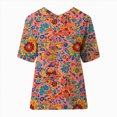 thumbnail image 5 of TOWMUS Floral Summer Tops Blouses Women's Summer Lapel Print Cotton and Linen Top Shirts for Women Linen Ladies Blouses Orange, 5 of 5