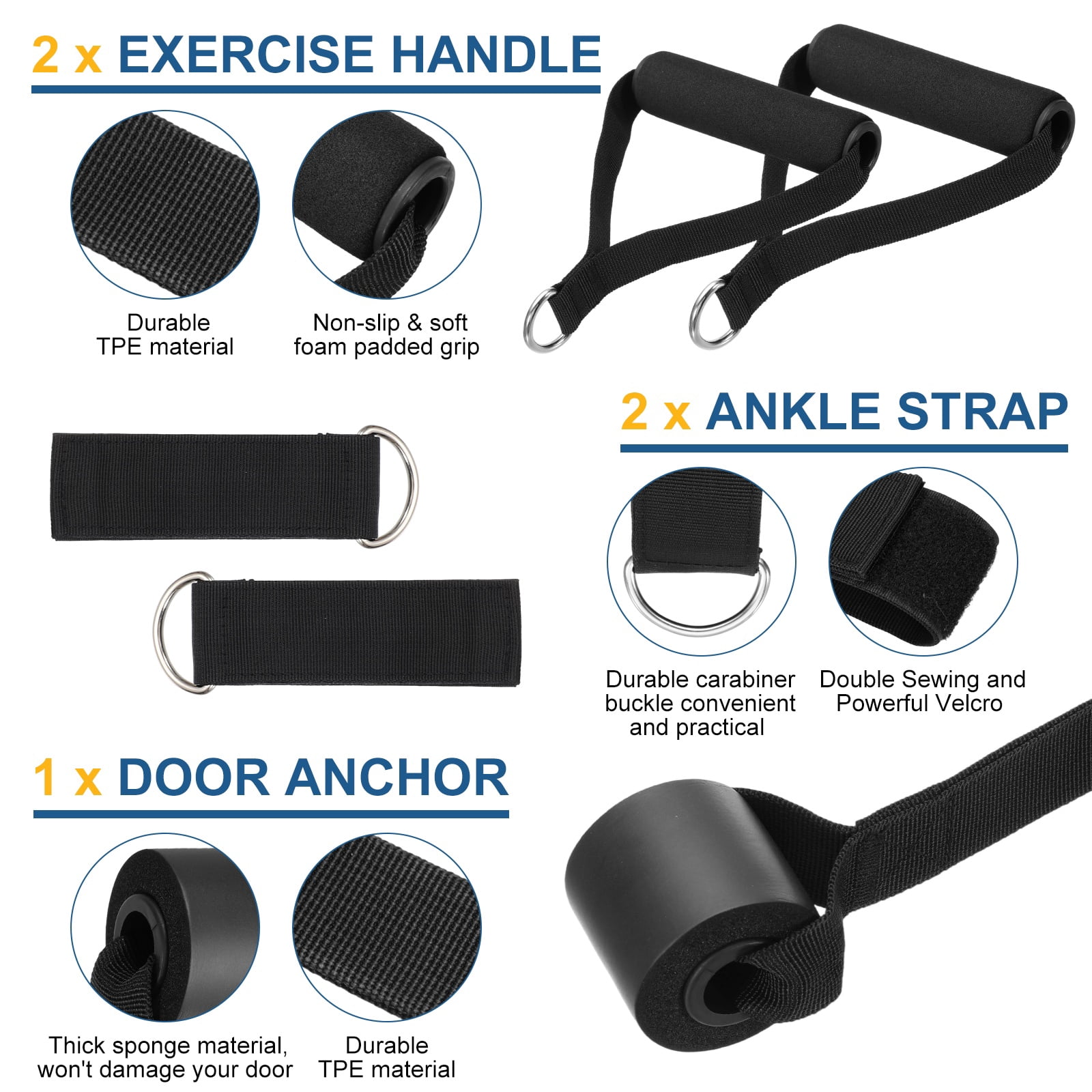 Uxcell Resistance Bands Set, 5 Level Exercise Bands for Working Out with Door Anchor/Handle/Ankle & Elastic Straps/Pouch, 150LB & Mix Color- Fitting For(Women & Men Home/Gym Train/Yoga)