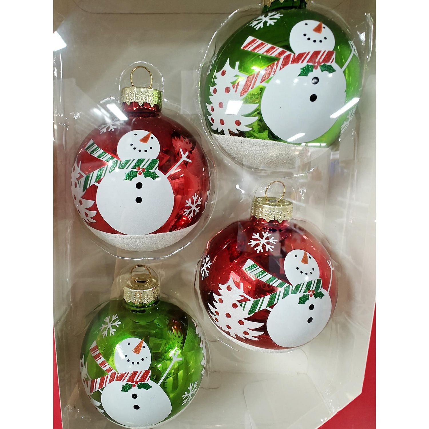 HOLIDAY TIME 65MM X 4CT SNOWMAN ORNAMENT