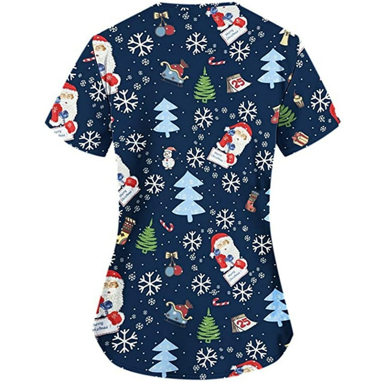 Christmas scrub tops on sale walmart