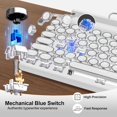 thumbnail image 2 of Retro Typewriter Wireless Mechanical Gaming Keyboard, Bluetooth 5.0 Office Computer Vintage Keyboards 83-Key Blue Switches Punk Round Keycap, LED Backlight, Compatible with PC/Laptop/Pad/Phone, White, 2 of 7