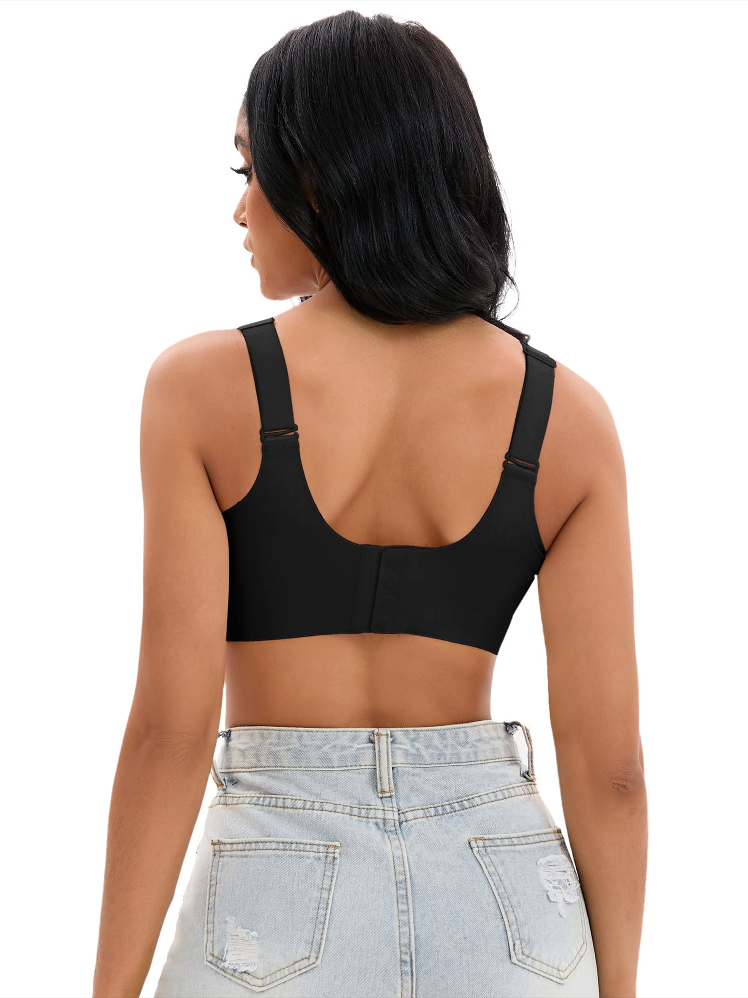 Unique Bargains Women's U Back Push Up Adjustable Straps Comfort Wirefree Bras D 38 Black