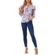 thumbnail image 2 of Blusa Boho para Mujer INSPIRE CHIC con Estampado Floral, Cuello con Lazo, Manga 3/4, Tops Casual XS Color Púrpura Polvoriento, 2 of 6