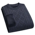 thumbnail image 4 of COSFO Men Sweater Pullover Blue Long Sleeve Crewneck Cable Knit Fleece Tops Soft Warm Long Sleeve Loose Fit Sweaters, 4 of 5