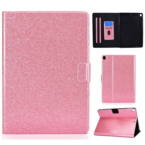 Dteck Case for iPad 10.2-inch 9th Generation 2021,Magnetic Bling Glitter PU Leather Card Holder Wallet Folio Kickstand Shockproof Cover for iPad 8th/7th Gen 10.2",Pink