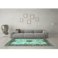 thumbnail image 3 of Ahgly Company Indoor Square Geometric Light Blue Traditional Area Rugs, 7' Square, 3 of 4
