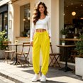 thumbnail image 2 of Pants for Women Stretchy Joggers with Pockets for Travel | Wide Leg Athletic Pants for Women Fashion Oversized Comfy Fitted Slacks for Work Yellow XL, 2 of 4
