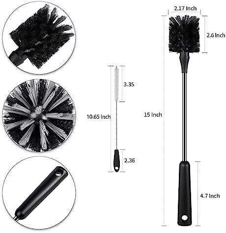 [4 Pack] Water Bottle Brush & Straw Cleaner Set,Stainless Steel Long Handle Baby Bottle Scrub Cleaning Brush for Sports Bottles, Cups, Dishes, Coffee Mugs, Glasswares, Tumblers, Wine Decanters