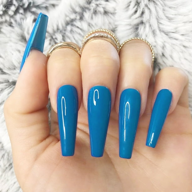 Uñas postizas, uñas postizas, regalos para mujeres, 24 parches de manicura, uñas largas y fáciles de usar, uñas francesas con acabado largo.