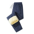thumbnail image 2 of Winter Solid Color Texture Cotton Pants With Thick Lamb Wool Long Warm Pants With Zipper Pockets Casual Sports Pants For Both Men And Women, 2 of 5