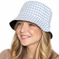 thumbnail image 2 of Empire Cove Womens Houndstooth Print Bucket Hat Fishermans-Blue, 2 of 3