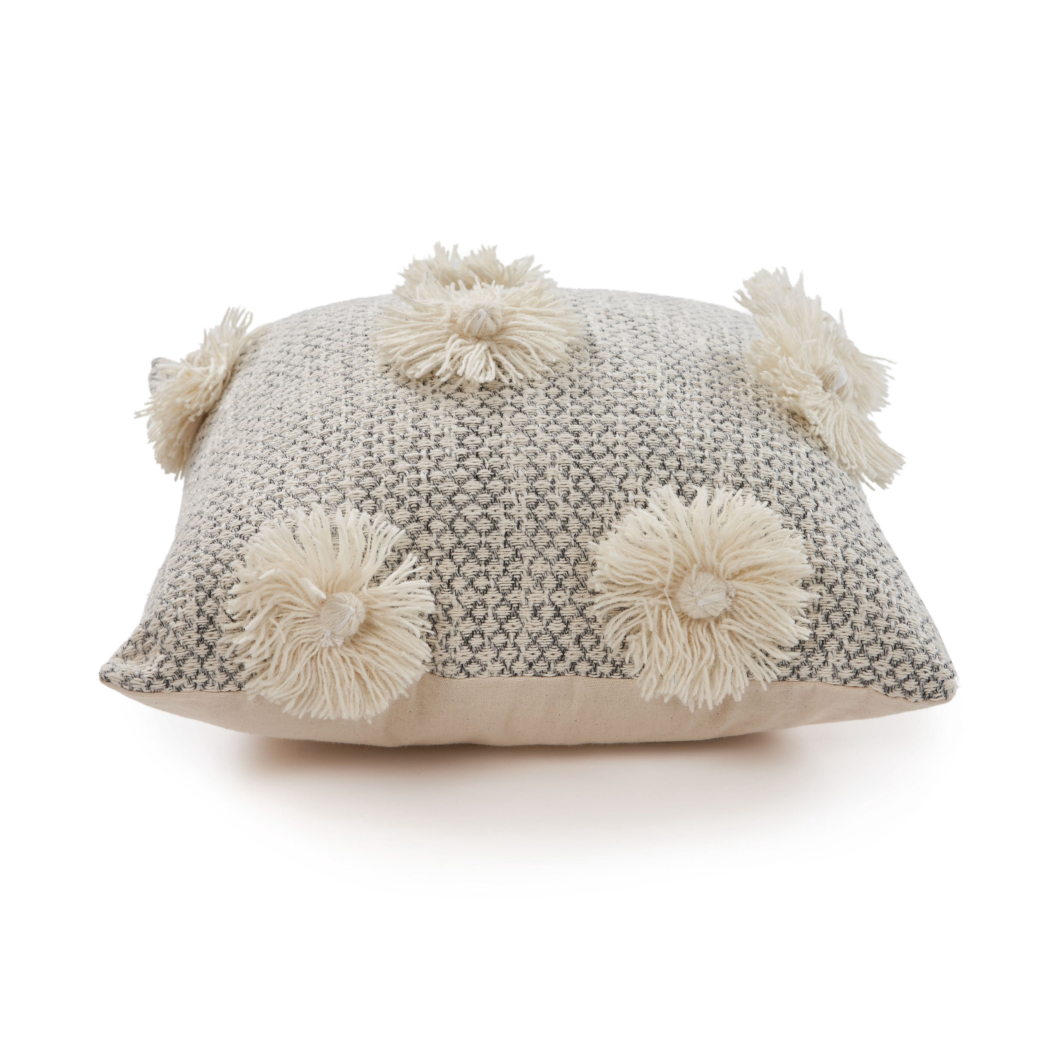 Lr Home Xavia 18" x 18" Gray/Ivory Floral Tufted Cotton Adult Decorative Throw Pillow