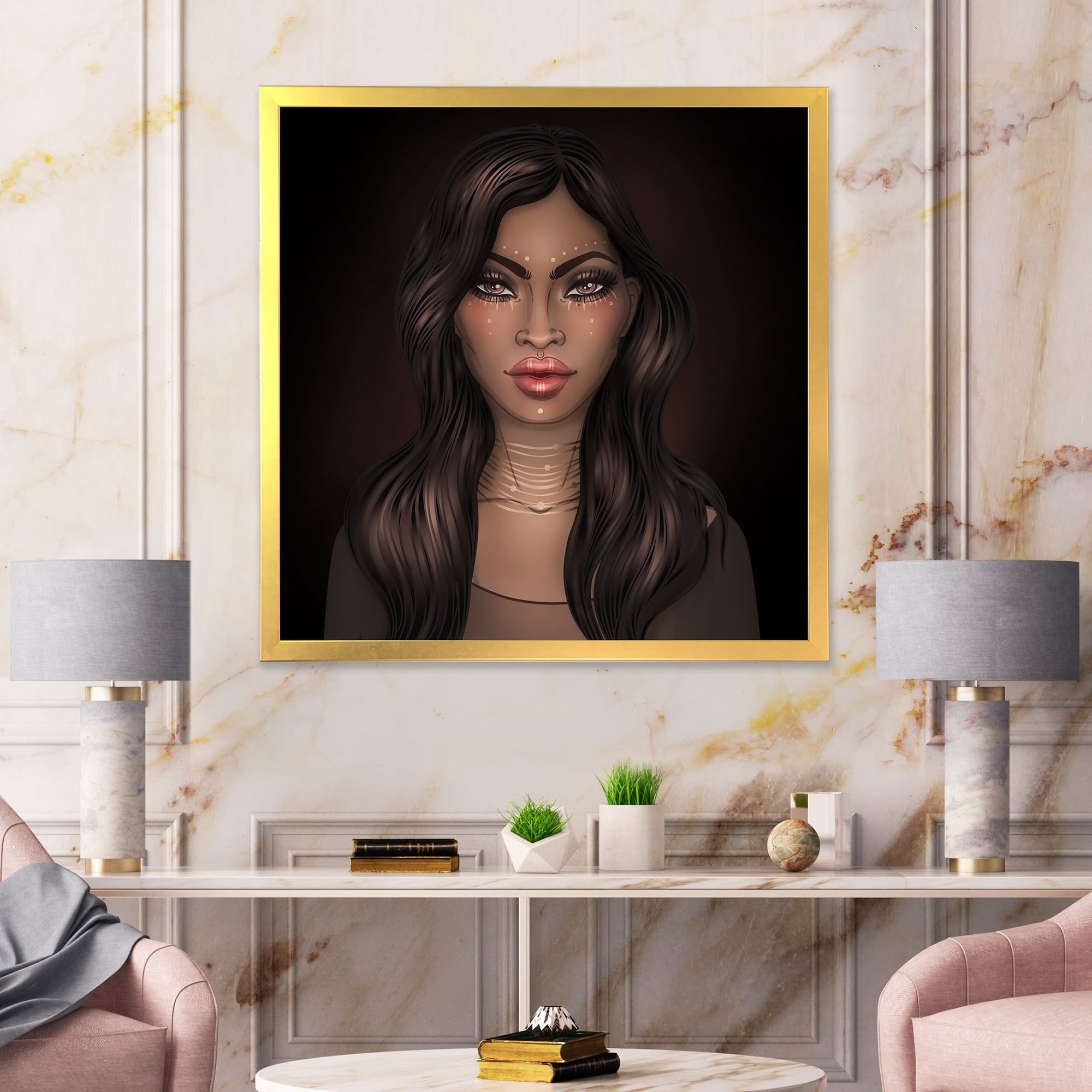 Designart 'Portrait of Afro American Woman IV' Modern Framed Art Print