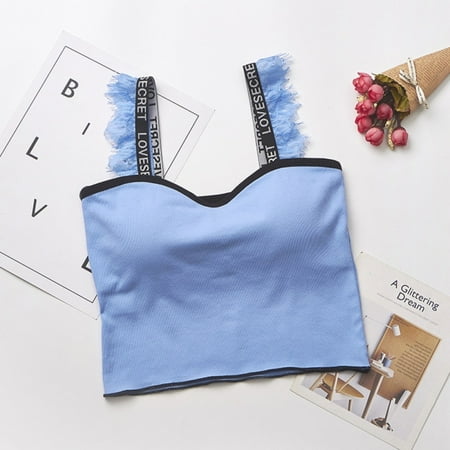 

Walmklly New Eyelash Sling Underwear Sexy Exposed Navel Base Slim Slim Long Vest Lace Bra Comfy Traceless underwear