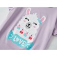 thumbnail image 3 of Cute Llama Pajamas PJ Set for Girls –2-Piece Short & Pants Cool Cotton Size 7, 3 of 7